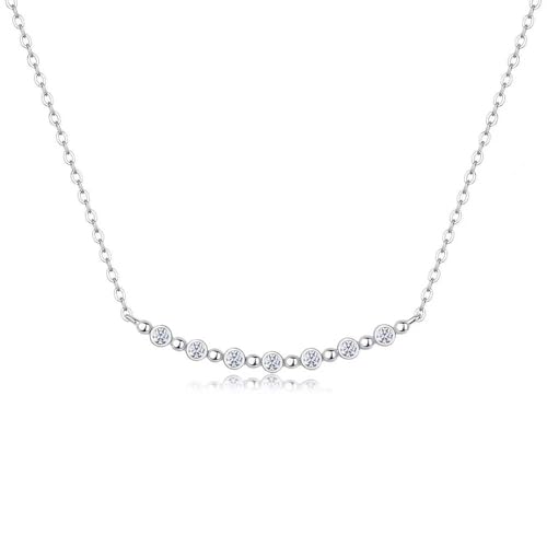 Lllunimon Moissanite Halskette für Frauen Sterlingsilber Lächeln Halskette Stapelbare Halskette für Frauen Jubiläum Schmuck Geschenke für Sie von Lllunimon