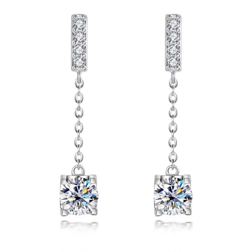 Lllunimon Moissanite Ohrstecker Ohrstecker Sterlingsilber Moissanite Threader Line Ohrringe Moissanite Tropfenohrringe für Frauen Schmuck Geschenke von Lllunimon