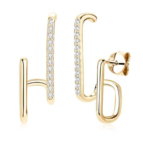 Lllunimon Moissanite Ohrstecker Sterlingsilber Wrap Ohrringe Ohrstecker Moissanite Huggie Ohrringe Moissanite Ohrringe für Frauen Männer Schmuck Geschenke,Gold von Lllunimon