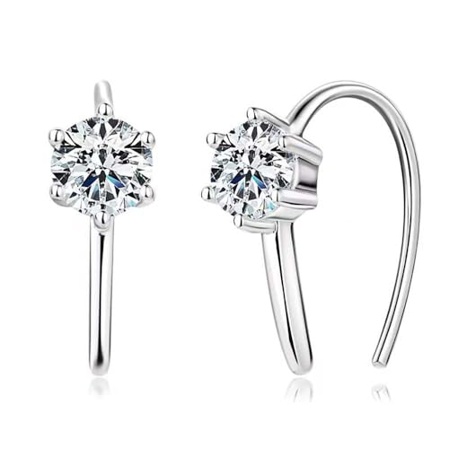 Lllunimon Moissanite Ohrstecker für Männer Frauen Sterlingsilber U-Form Ohrhaken Moissanite Ohrringe für Ehefrau Freundin Mutter Tochter Freund,Silber von Lllunimon