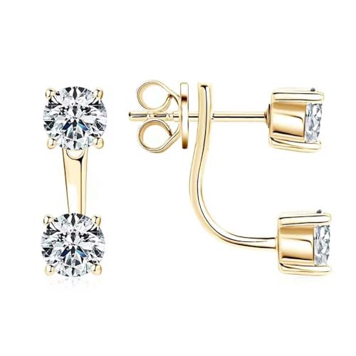 Lllunimon Moissanite Ohrstecker für Männer Frauen Sterlingsilber Zwei Tragemethoden Moissanite Ohrringe Ohrstecker für Freundin Sohn Tochter,Gold von Lllunimon