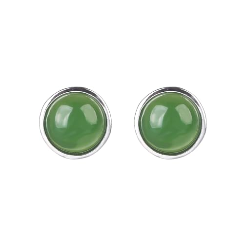 Lllunimon Natürliche Grüne Jade Ohrstecker, 925 Sterling Silber Ohrstecker Für Empfindliche Ohren, Hotan Jade Schmuck Für Frauen von Lllunimon