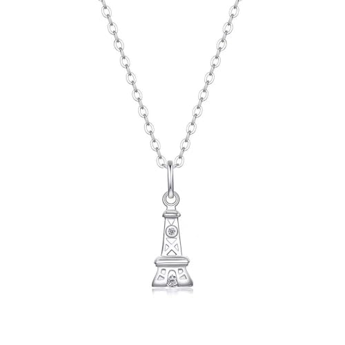 Lllunimon Niedliche Turm-Halskette Sterlingsilber Moissanit-Halskette für Frauen stapelbarer Schmuck Geschenke für Ehefrau Freundin Tochter Mutter von Lllunimon