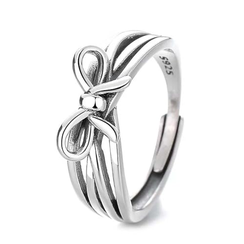 Lllunimon Niedlicher kleiner Schleifenring Sterlingsilber Band Ringband entzückender stilvoller Modeschmuck für Frauen Mädchen von Lllunimon