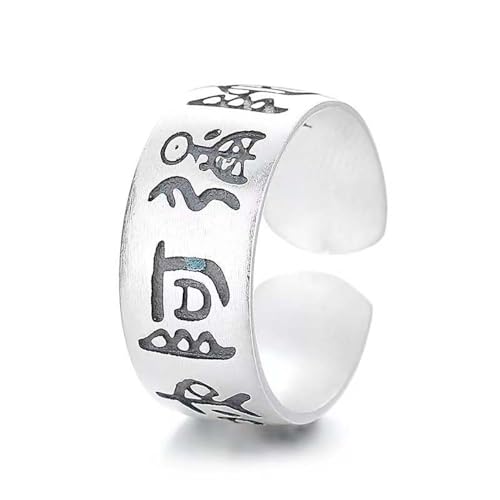 Lllunimon Om Mani Padme Hum Ring Sterlingsilber Fengshui Ring für Männer Frauen Glück Talisman Amulett Ring Öffnung Band Ring Schmuck Geschenk von Lllunimon