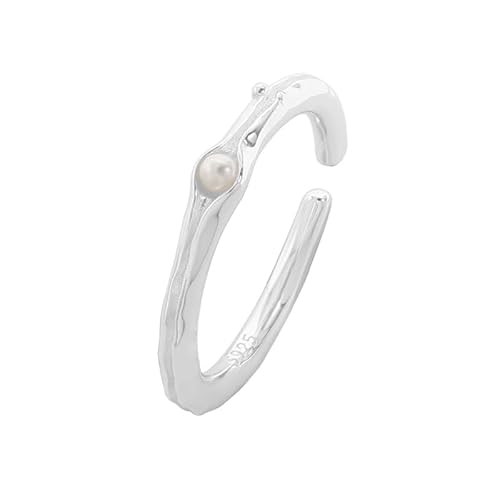 Lllunimon Perlenzweig Ring Damen Sterling Silber Ring Wald inspiriert Schmuck Elegant und einfach stapelbar Alltagskleidung Geschenk für Sie,Weiß von Lllunimon