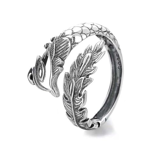 Lllunimon Phönix Ring 925 Sterling Silber Wickelringe Phoenix Fengshui Ringe Punk Retro Schmuck Geschenke für Frauen Männer Glück von Lllunimon