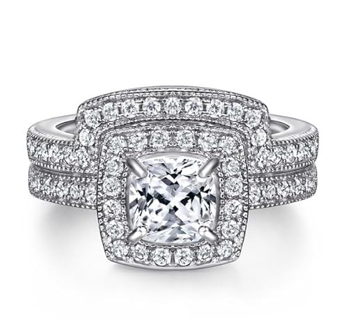 Lllunimon Quadratischer Zirkon S925 Silberring, spiegelpolierte Verarbeitung, stapelbares Design. Hochzeitsaccessoire, Geschenk für sie.,Size 9 von Lllunimon