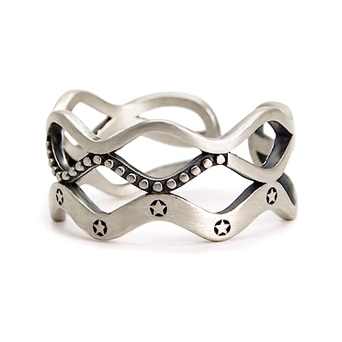 Lllunimon Retro 925 Sterling Silber Ring Little Star Multilayer Wave Stacking Offene Ringe Für Männer Frauen Statement Ringe Schmuck Geschenke von Lllunimon