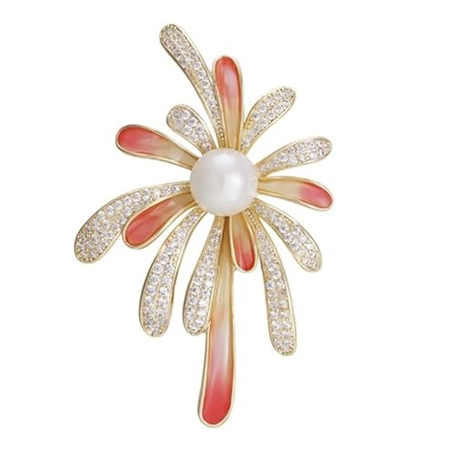 Lllunimon Rosa Emaille Blume Brosche Glänzendes Feuerwerk Broschen Männer Frauen Revers Anstecknadel für Mäntel Pullover Kleid Anzug Kragen Hochzeiten von Lllunimon
