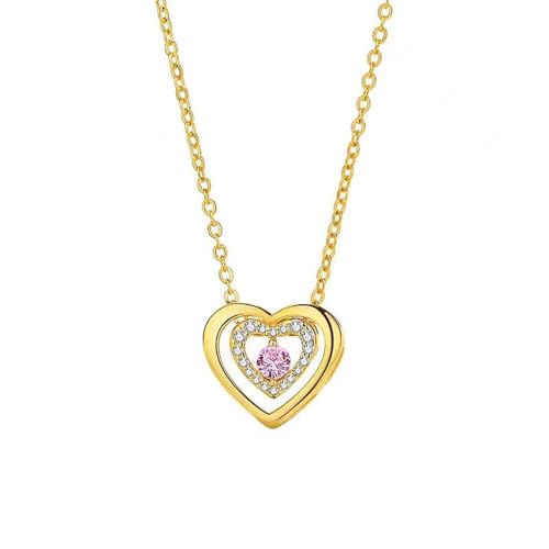 Lllunimon Rosa Herz Halskette für Mädchen Frauen Niedliche Sterling Silber vergoldete Halskette Liebe Schmuck Geschenke für Ehefrau Freundin Tochter von Lllunimon