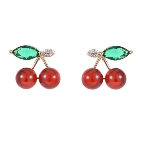 Lllunimon Rote Kirsche Ohrstecker für Frauen Mädchen Niedliche Frucht Ohrring Hochzeit Geburtstag Jahrestag Ohrringe Liebe Schmuck Geschenke von Lllunimon
