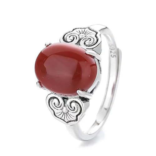 Lllunimon Roter Achat Ring für Frauen 925 Sterling Silber chinesischer Stil glückverheißender Ring Glücksschmuck Geschenke für Ehefrau Mama Oma von Lllunimon