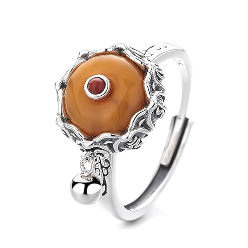 Lllunimon S925 Anemonen-Onyx-Ring Orientalischer Zen-inspirierter Schmuck Eleganter minimalistischer drehbarer Schmuck für den täglichen Gebrauch Ein Geschenk für Sie,Braun von Lllunimon