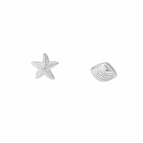 Lllunimon S999 Sterling Silber kleine Seestern Muschel Ohrringe Seestern Ohrstecker für Frauen Strand Ohrstecker zierliche Schmuck Geschenke von Lllunimon