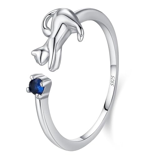 Lllunimon Saphiroffene S925 Silberring mit spiegelpolierter Verarbeitung, einfach und verspielt. Für den täglichen Gebrauch, ein Geschenk für sie.,Size 9 von Lllunimon