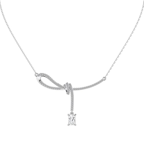 Lllunimon Schleife Band 925 Sterling Silber Halskette Eleganter Anhänger Romantischer Modeschmuck Minimalistisch leicht Luxus Stil Geschenke für den Alltag für Sie von Lllunimon