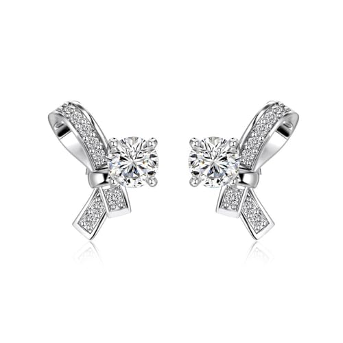 Lllunimon Schleife Zirkon 925 Sterling Silber Ohrringe Handgefertigter Mikro-Set Schmuck Eleganter und romantischer Stil Geschenke für den Alltag für Sie von Lllunimon