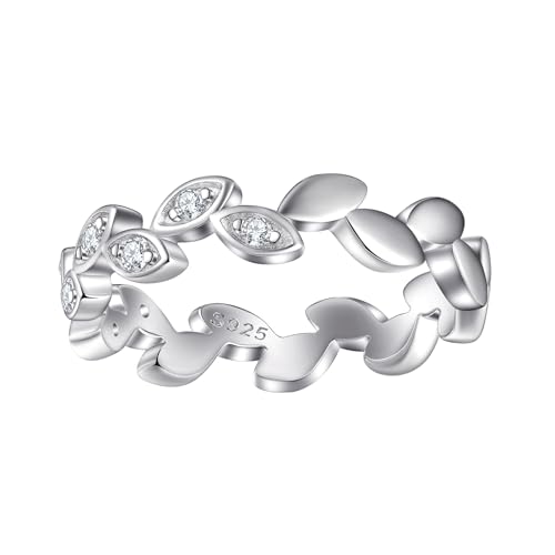 Lllunimon Silberring mit Zirkonia S925, spiegelpolierte Verarbeitung, schlichte natürliche Schmuckstücke. Tägliches Tragen, ein Geschenk für sie.,Size 5 von Lllunimon