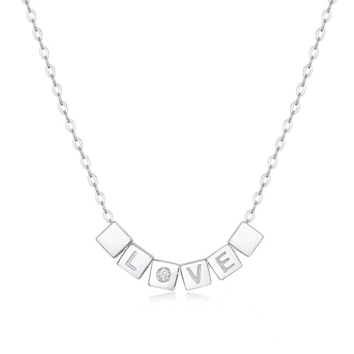 Lllunimon Sterling Silber Liebe Halskette Moissanit Halskette für Frauen Hochzeit Verlobung Halskette Jubiläum Schmuck Geschenke für Sie von Lllunimon