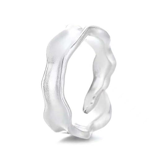Lllunimon Sterlingsilber Bandring für Männer Frauen Einfacher verstellbarer Zeigefinger Ring hypoallergener Ring Unregelmäßiger Wellenring Schmuck Geschenke,Matte von Lllunimon
