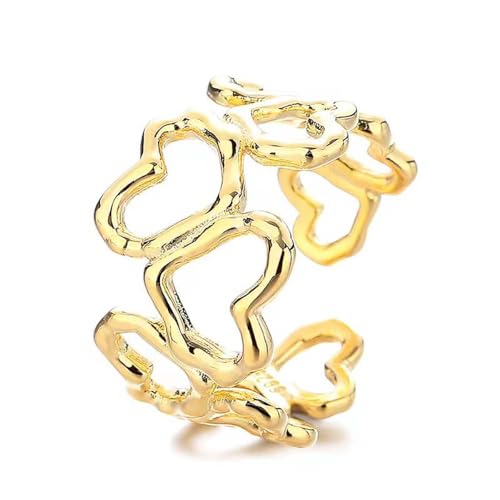 Lllunimon Sterlingsilber Herzring für Frauen hypoallergener Öffnungsring Jubiläumsring Liebesschmuck Geschenke für Freundin Ehefrau Mama,Gold von Lllunimon