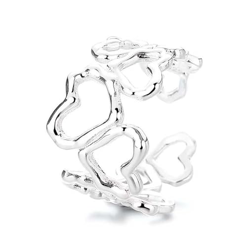 Lllunimon Sterlingsilber Herzring für Frauen hypoallergener Öffnungsring Jubiläumsring Liebesschmuck Geschenke für Freundin Ehefrau Mama,Silber von Lllunimon