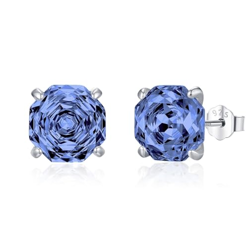 Lllunimon Tansanische achteckige Ohrringe aus 925er Sterlingsilber im Rosenschliff Handgefertigter Mikro-Set-Schmuck Eleganter und anspruchsvoller Stil Geschenke für den Alltag für Sie,6MM von Lllunimon