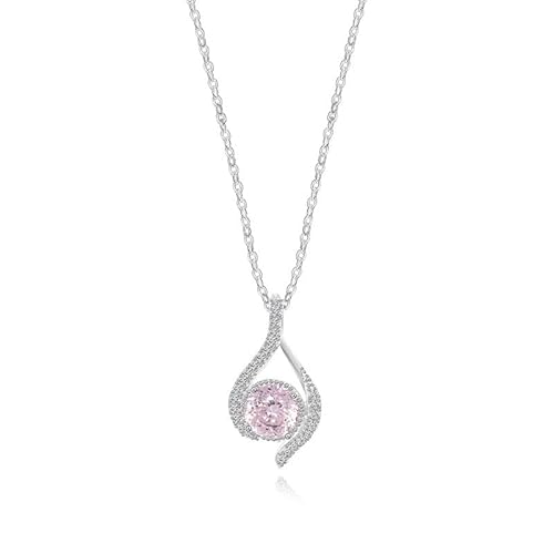 Lllunimon Teardrop Pendant S925 Sterling Silber Halskette Farbige Zirkon Ornamente Eleganter und raffinierter Stil Geschenke für den Alltag für Sie,Rosa von Lllunimon