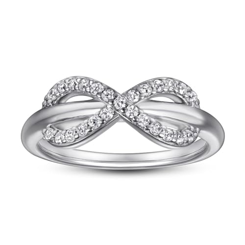 Lllunimon Unendlichkeitssymbol S925 Silberring mit Zirkonstein-Einfassung, schlicht und elegant Schmuck. Für den täglichen Gebrauch, ein Geschenk für sie.,Size 9 von Lllunimon