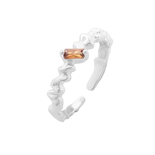 Lllunimon Unregelmäßiger brauner Zirkonring Sterling Silber Ring für Frauen Lava Sonnenuntergang Design für den täglichen Gebrauch Geschenk für sie von Lllunimon