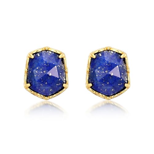 Lllunimon Vintage Lapis Lazuli Bolzen Ohrringe Natürliche Edelsteingestone, 925 Sterling Silber Stud Ohrringe Schmuckgeschenke Für Frauen Mädchen von Lllunimon