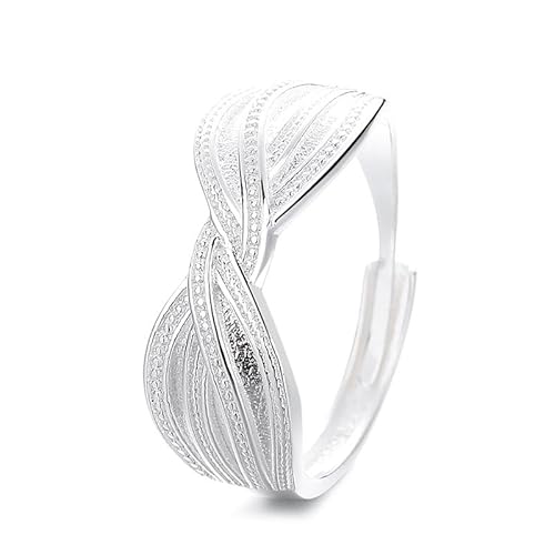 Lllunimon Vintage geometrischer Tupfen S925 Silberring gedrehter Bandschmuck Eleganter und einfacher Stil Geschenke für den Alltag für Sie,B von Lllunimon