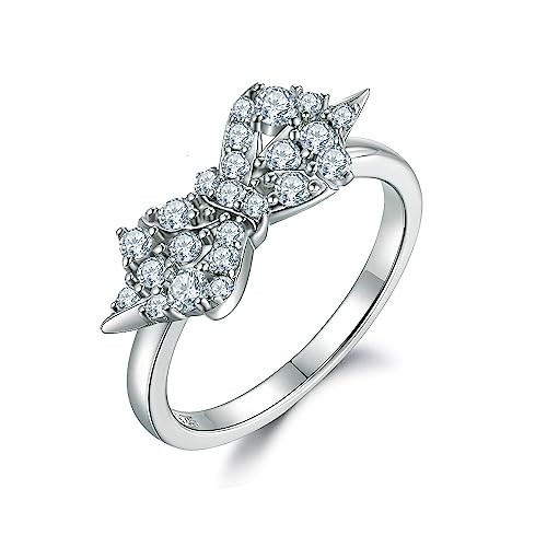 Lllunimon Voll besetzter Zirkonia-Schmetterlingsring aus S925 Silber, spiegelpolierte Verarbeitung, einfaches und elegantes Schmuckstück für den täglichen Gebrauch, ein Geschenk für sie.,Size 8 von Lllunimon