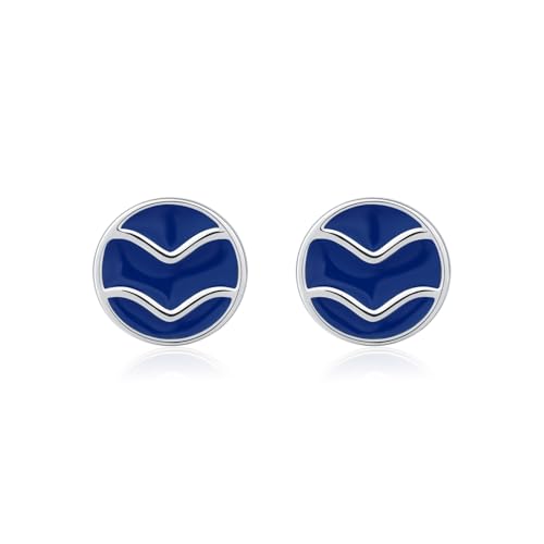 Lllunimon Welle Emaille Runde Ohrstecker 925 Sterling Silber Damen Ohrringe Eleganter Schmuck Alltägliche Ohrringe Kunst Liebhaber Geschenke von Lllunimon