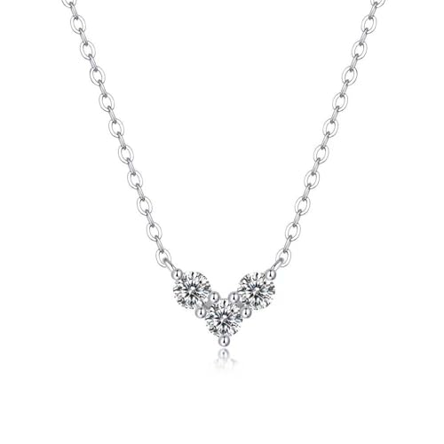 Lllunimon Winzige Moissanit-Halskette für Frauen Sterlingsilber Moissanit-stapelbare Halskette Jubiläumshalskette für ihre Liebe Schmuckgeschenke von Lllunimon