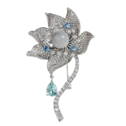 Lllunimon Zirkon Brosche Anstecknadel für Frauen Mode Blume Brosche Revers Anstecknadeln Elegantes Kleid Accessoires Schmuck für Hut Tasche Anzug Geschenk Hochzeit Urlaub von Lllunimon