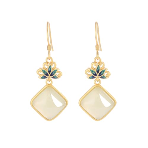 Lotus Weiße Jade Ohrringe Für Frauen, 925 Sterling Silber Lange Ohrringe Tropfen, Vintage Exquisite Edelstein Ohrringe Geschenke Lotus Weiße Jade Ohrringe Für Frauen, 925 Sterling Silber Lange Ohrringe Tropfen, Vintage Exquisite Edelstein Ohrringe Geschenke von Lllunimon