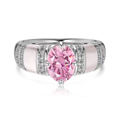 Size7,Lllunimon Sterling Silber Ring Einzigartige Verlobungsringe für Frauen Rosa Zirkonia Eheringe Versprechen Ringe für ihre Ewigkeit Band Ring von Lllunimon