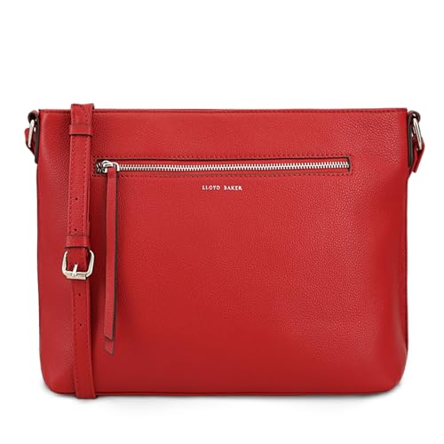 Lloyd Baker London - LAYSA Messenger Bag - Damen modernes Design aus 100% echtem Vollnarbenleder, rot, Medium von Lloyd Baker
