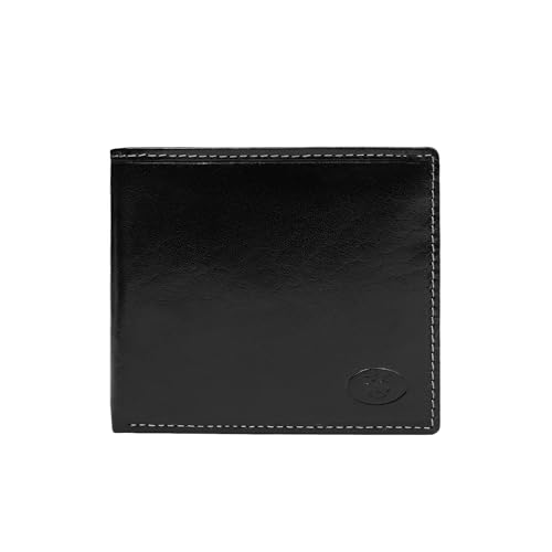 Lloyd Baker RAY Echtleder Herren Bifold Wallet Echtes Leder Dünne Slim Wallet Männer Flache Geldbörse mit Kartenfächern Halter und Klarsichtfenster und Geldscheinfächern, jet black, Einheitsgröße, von Lloyd Baker