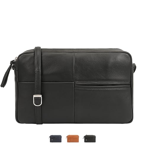 Lloyd Baker Schulter-Organizer-Tasche Batian: Premium Glattleder Umhängetasche für Eleganz im Alltag - mehrere Fächer - Reißverschluss oben, Schwarz , 30 x 20 x 7 von Lloyd Baker