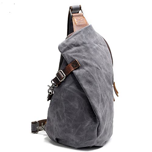 Herren-Rucksack, gewachstes Segeltuch, Umhängetasche, lässiger Tagesrucksack, Hellgrau, Canvas Herren-Rucksack, gewachstes Segeltuch, Umhängetasche, lässiger Tagesrucksack, Hellgrau, Canvas von Lmagice