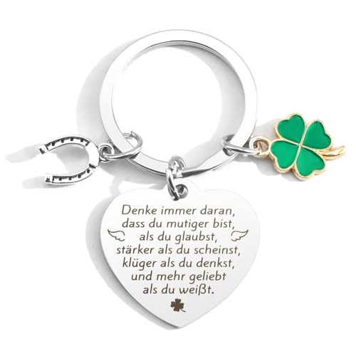 Glücksbringer Schlüsselanhänger,Motivationsgeschenke,Kleeblatt Hufeisen Glücksbringer,Mutmacher Geschenk,Glücksbringer Geschenk,Aufmunterung Geschenke Für Freundin Freund Kollegen Kollegin Geburtstag von LmashRbaiw