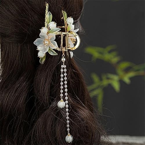 1Pc Retro Blume Quaste Haar Clip Hanfu Stil Haar Zubehör Haar Klaue Perle Clip Für Frauen Mädchen von Lmtossey