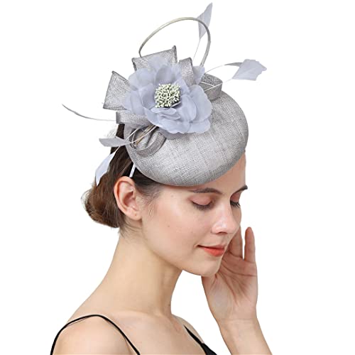 Lmtossey Fascinator, 4-lagig, für Damen, Hochzeit, Party, Feder, Hochzeit, Kopfbedeckung, Haarspange von Lmtossey