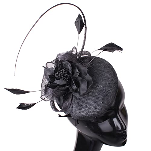 Lmtossey Fascinator, 4-lagig, für Damen, Hochzeit, Party, Feder, Hochzeit, Kopfbedeckung, Haarspange von Lmtossey