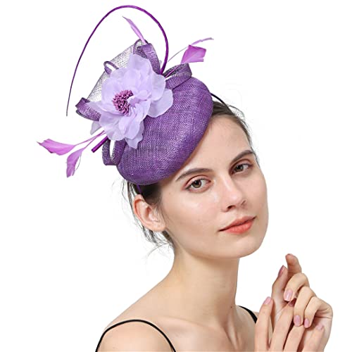 Lmtossey Fascinator, 4-lagig, für Damen, Hochzeit, Party, Feder, Hochzeit, Kopfbedeckung, Haarspange von Lmtossey