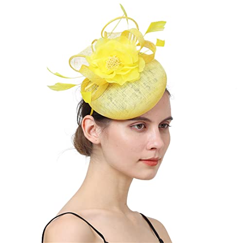 Lmtossey Fascinator, 4-lagig, für Damen, Hochzeit, Party, Feder, Hochzeit, Kopfbedeckung, Haarspange von Lmtossey