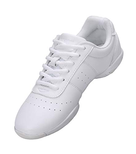 Lnafan Damen Mädchen Schnürschuhe Gym Sport Aerobic Cheerleading Training Tanzschuhe, weiß, 33.5 EU von Lnafan